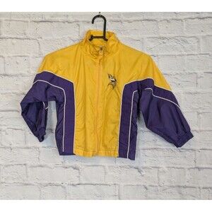 NFL Vikings Toddler Windbreaker Zip Up Pockets boys 5 purple & gold with chevron